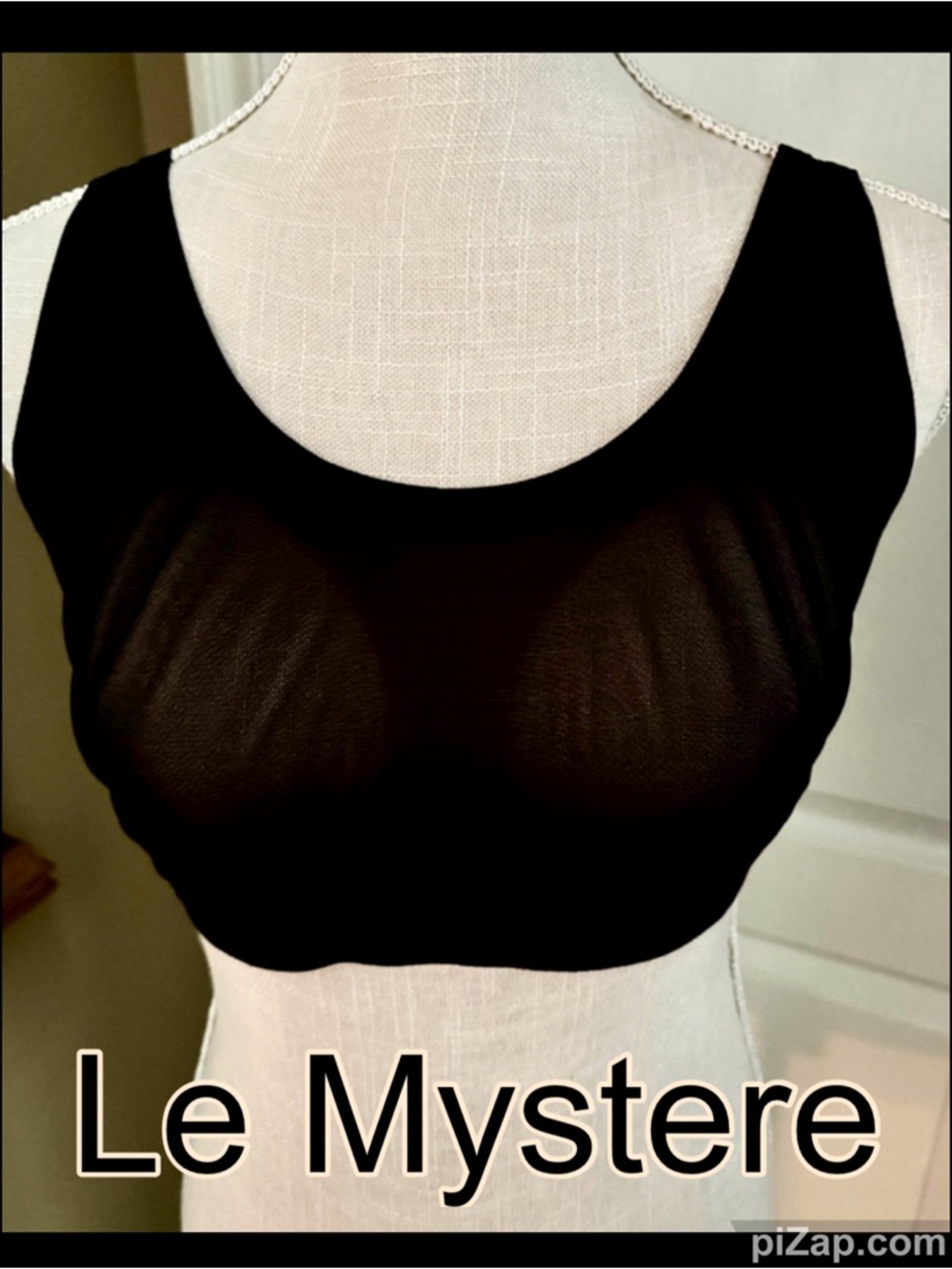 Le Mystere Wireless Black Scoop Neck Comfort Bra /Adjustable ~ Sz 12